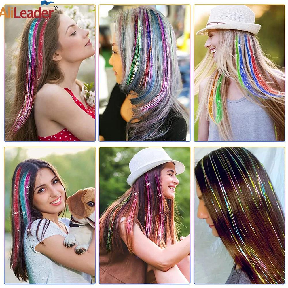 Réinitialisation d'extension de cheveux synthétiques brillants, kit de cheveux Tinsel, nickel é de p