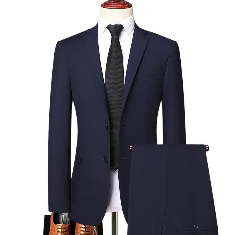 S-8XL (Blazer + pantalon) mode homme affaires décontracté extérieur Gentleman tendance simple bouton