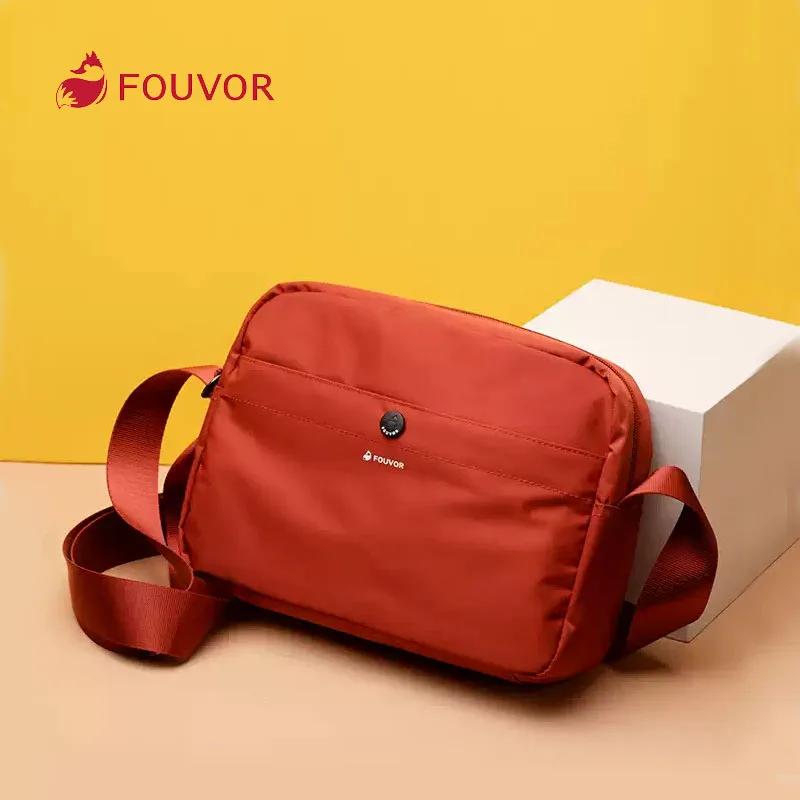 Fouvor Sac à bandoulière en nylon rouge pour femme léger décontracté petit sac à main à bandoulière 