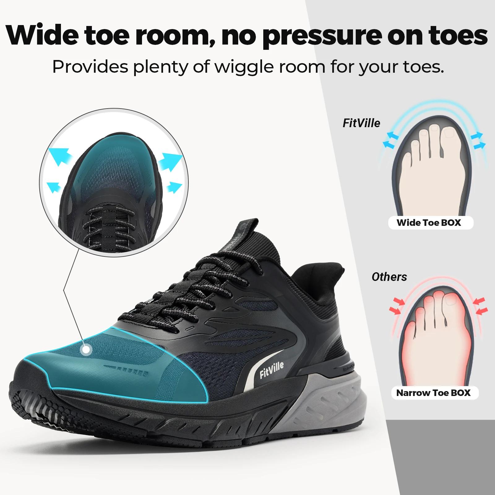 Chaussures de marche Fittington confortables et larges pour hommes, chaussures de sport antidérapant