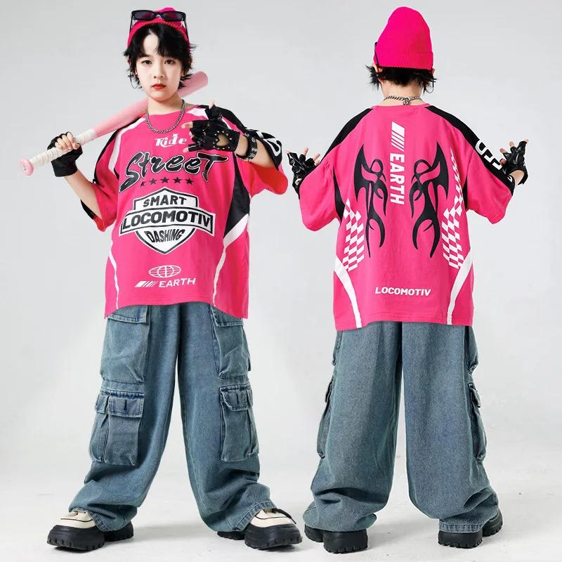 Tenue de performance de danse urbaine pour enfants, ensemble de vêtements en jean hip-hop pour garço