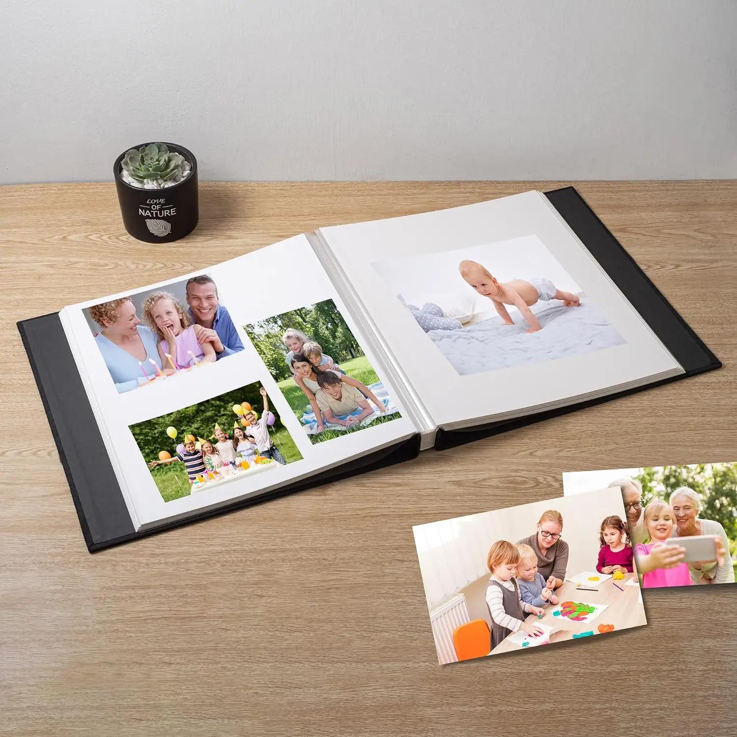 Album Scrapbook auto-adhésif pour photos 4 × 6 5 × 7 8 × 10, couverture en lin magnétique, 40 pages,