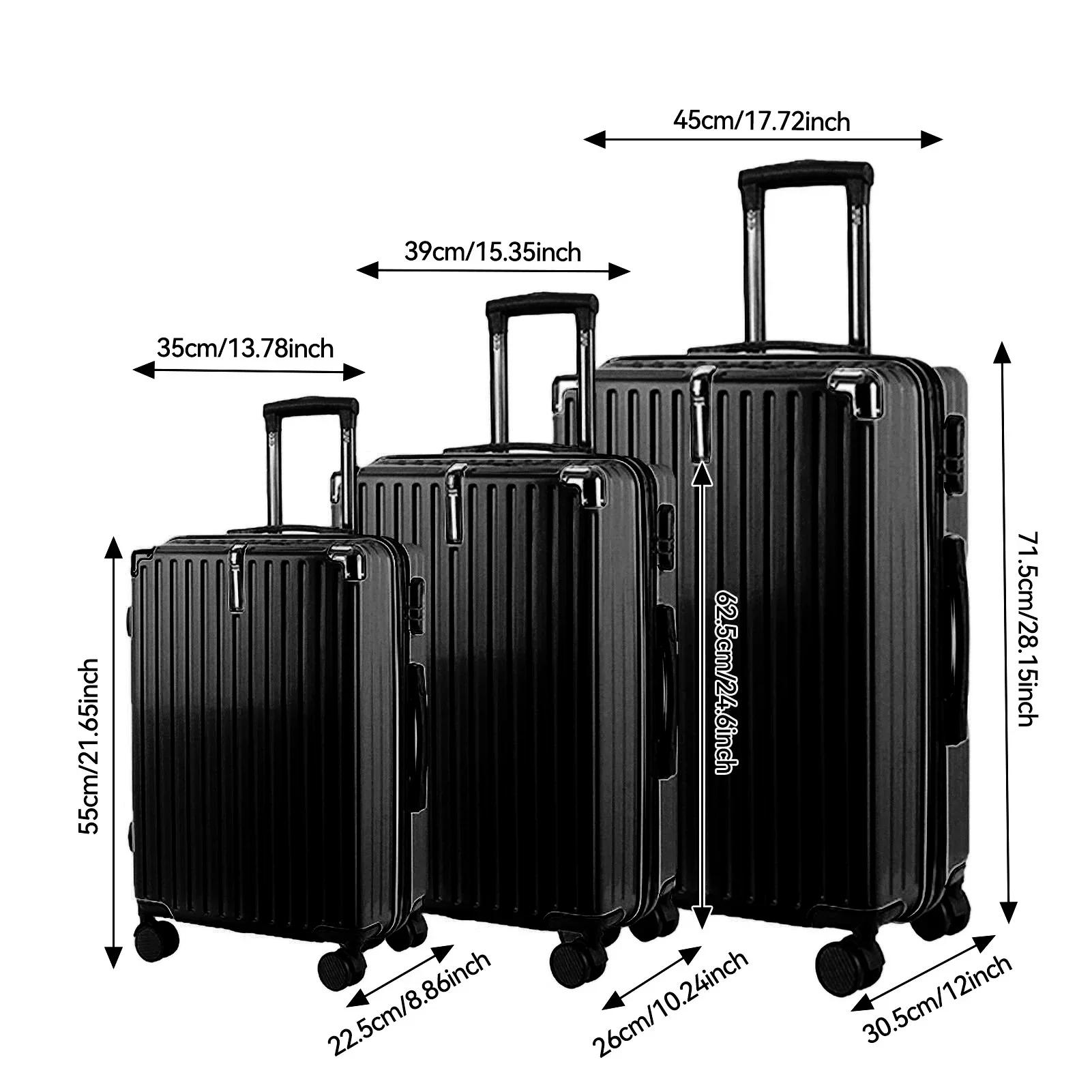 Ensembles de bagages Rosahqnda 3 pièces avec serrure TSA, valise noire en ABS, valise trolley rigide