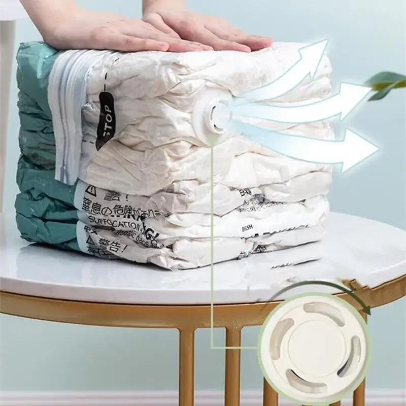Grands sacs de rangement en plastique, lot de 3 à 5 pièces, sans pompe, sous vide, pour ranger les v