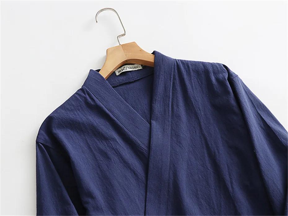 Cardigan Long Kimono chemise veste hommes grande taille 9XL chemises en lin Hanfu Daoist Robe chemis