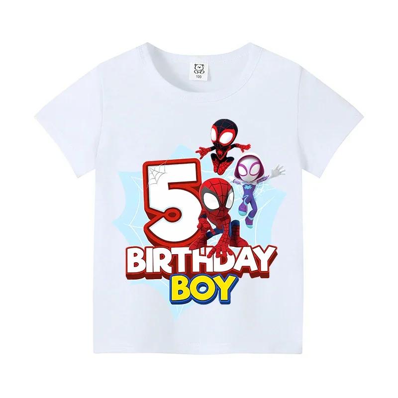 T-shirt à manches courtes pour enfants, Marvels Spiderman, numéro 1-9, avec figurines de dessins ani