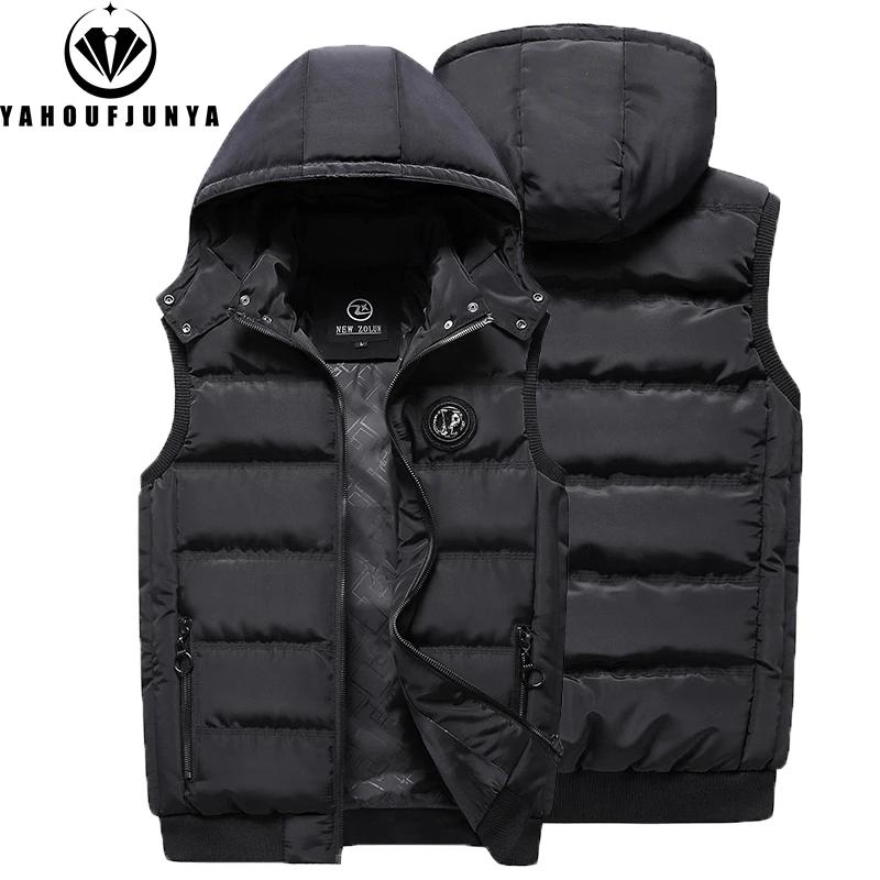 Hommes automne sans manches polaire chaud détachable à capuche gilet hommes hiver extérieur décontra