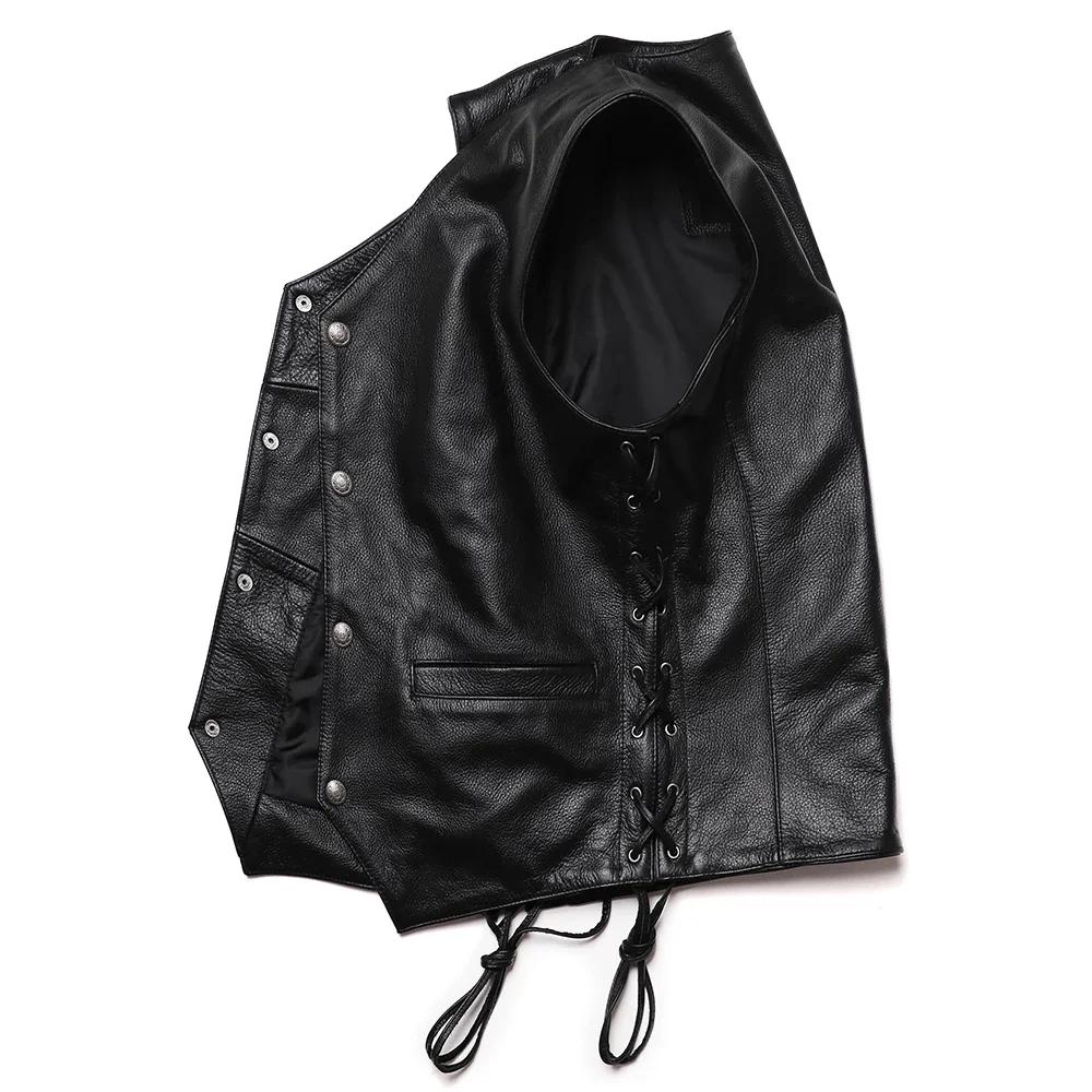 GlaSlim Col V Glands FibJacket, Cuir de vachette véritable, GlaSlim, Classique, Moto, Naturel, Homme