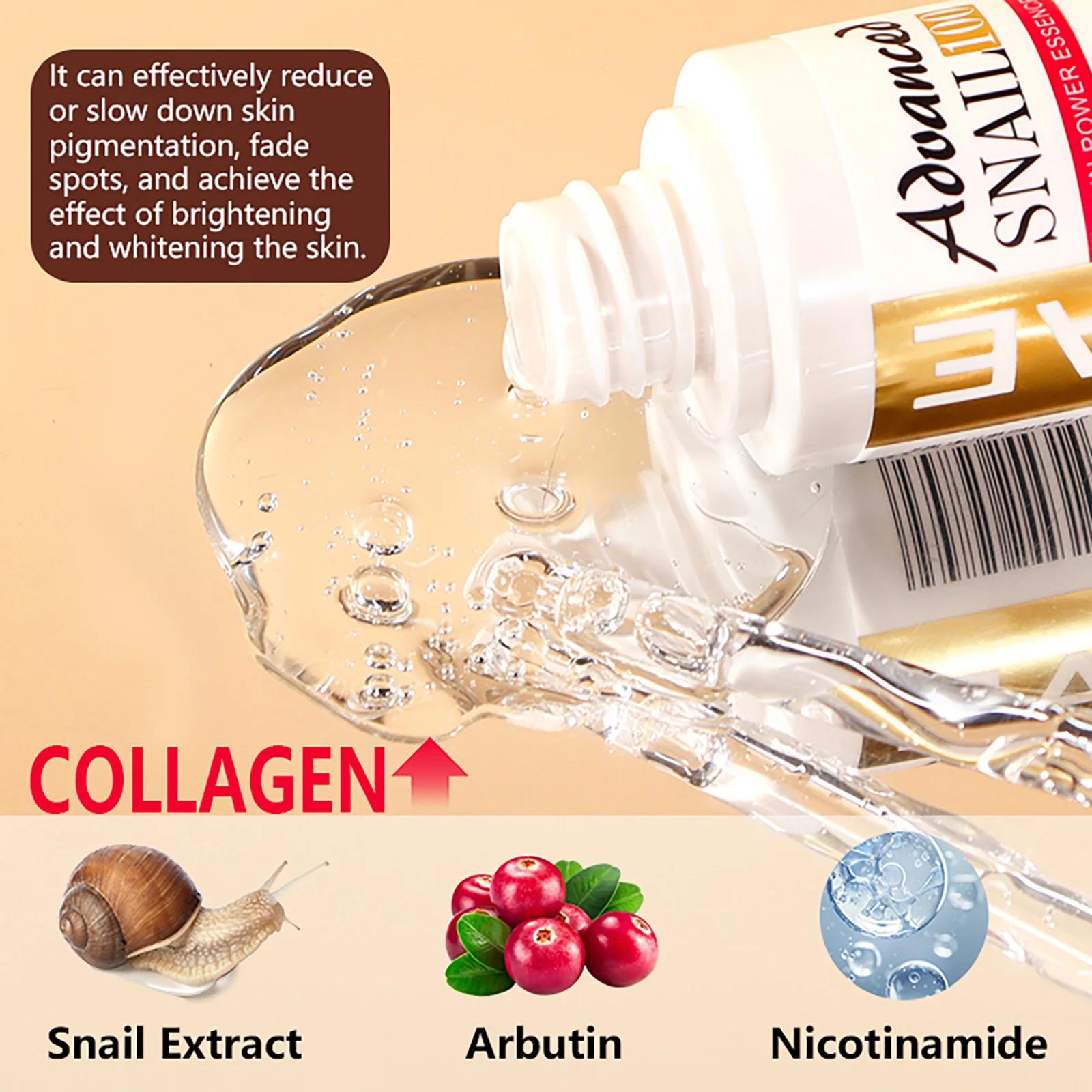 Essence avancée de puissance de mucine d'escargot, sérum éclaircissant et raffermissant pour la peau