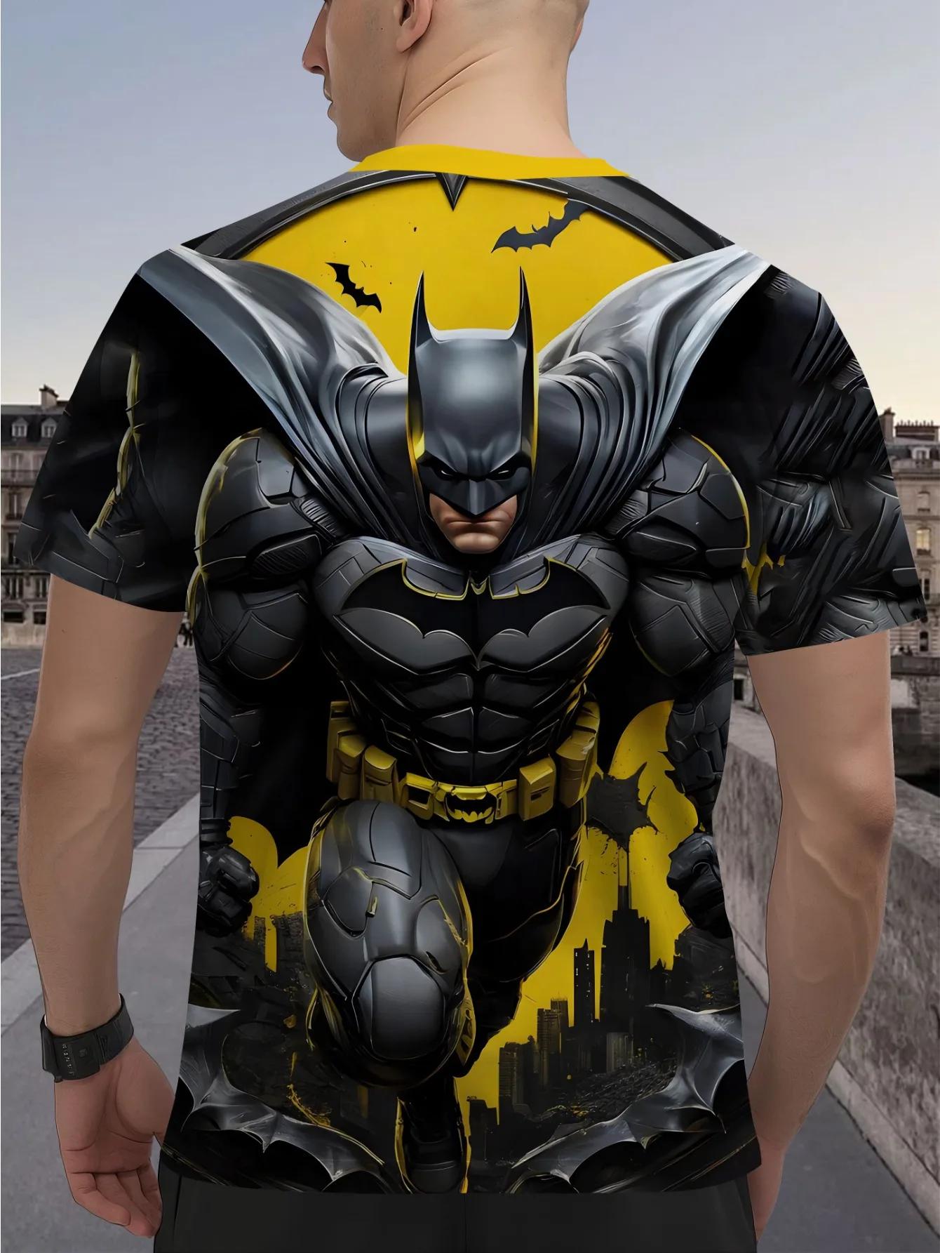Marvel hommes été Batman jaune et noir bloc de couleur impression 3D T-Shirt super-héros Anime T-Shi
