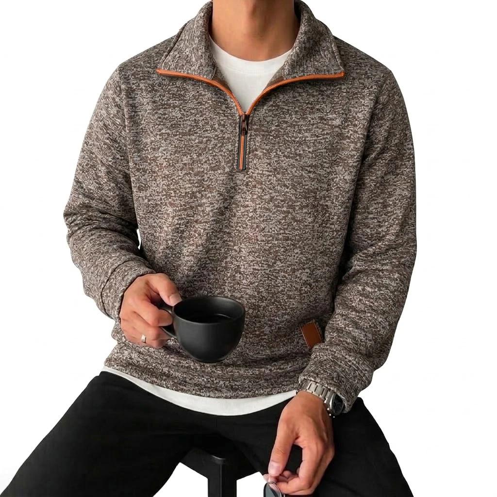Sweat-shirts à manches longues pour hommes, à demi-zip, unis, de luxe, à capuche zippée, décontracté