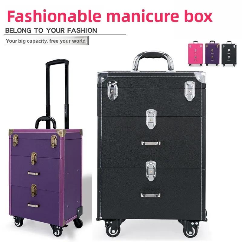 Trousse de tatouage professionnelle avec roulettes à frein pivotant, grande capacité, organiseur de 