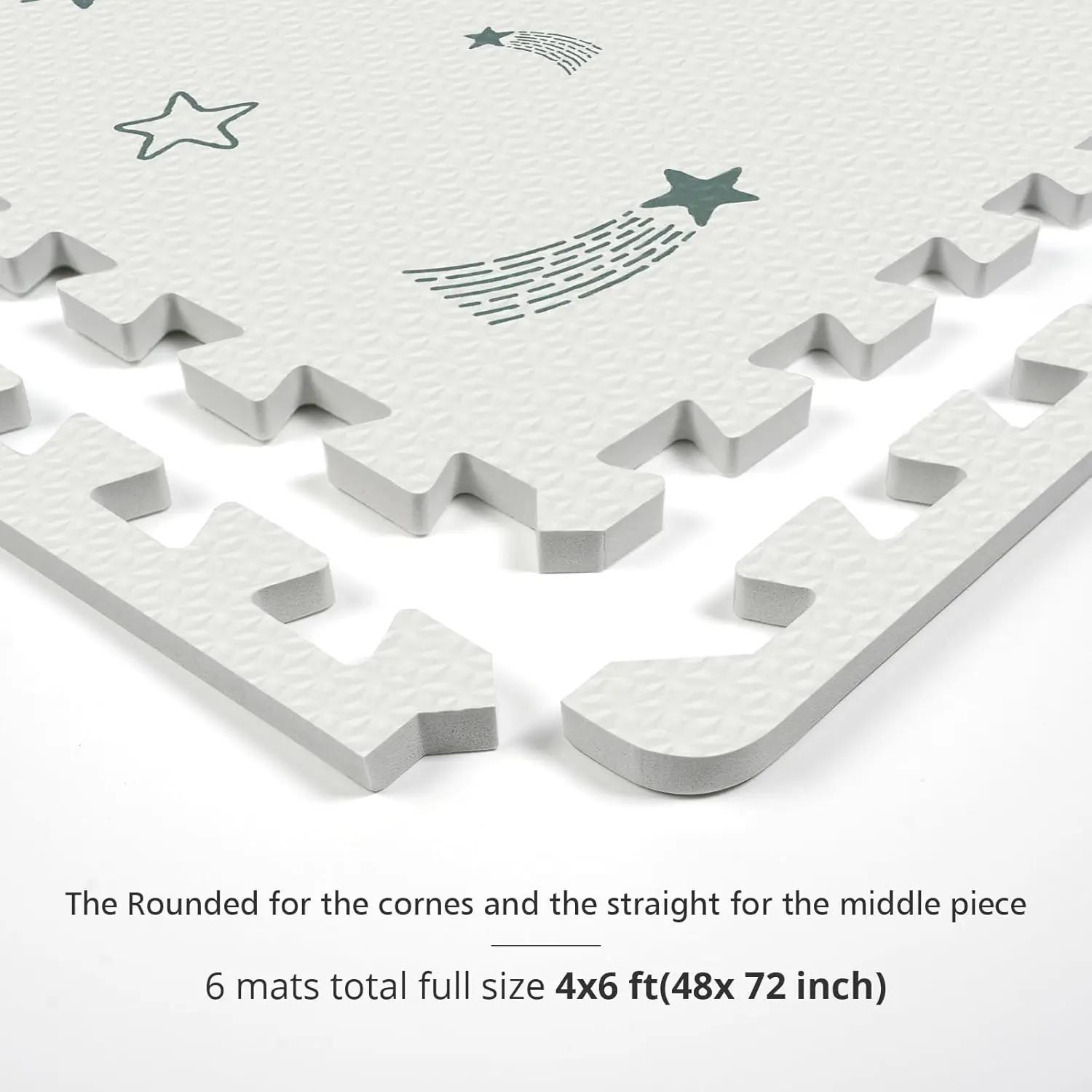 Tapis de jeu en mousse pour bébé, tapis rampant 72x48, tapis de sol pour enfants pour bébé avec carr