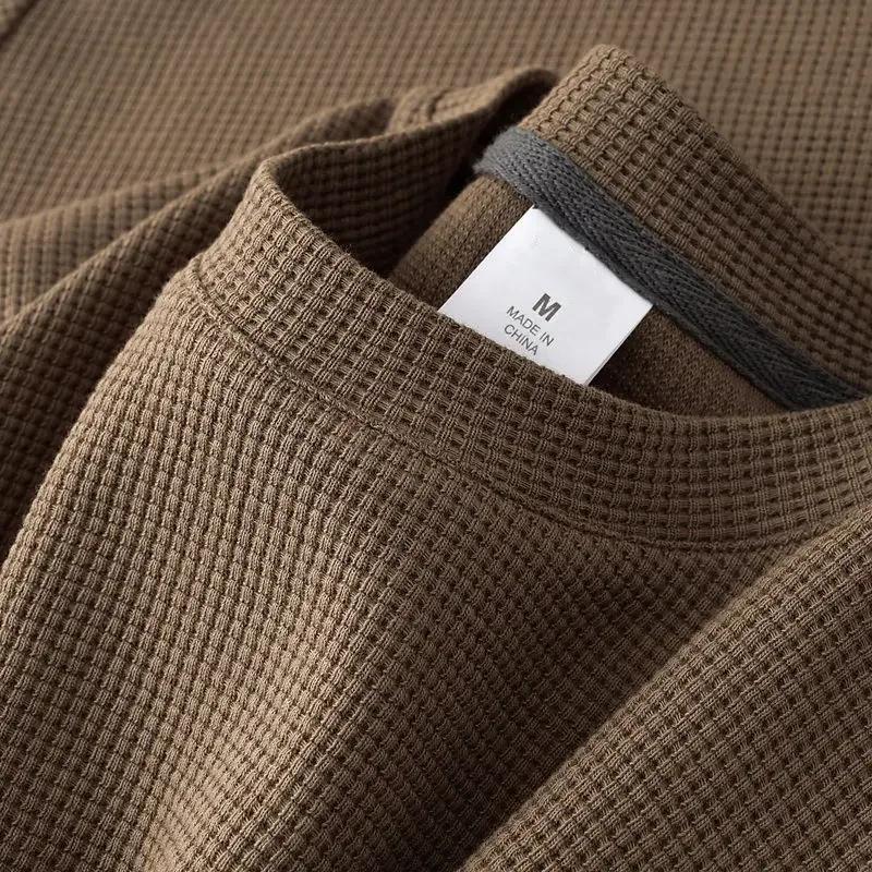 M-5XL hommes nouvel été gaufré col rond manches courtes T-Shirt confortable léger respirant haut à m