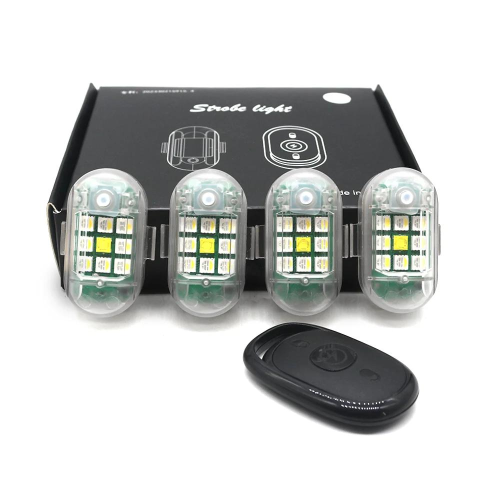 Lumière Stroboscopique LED avec Télécommande Sans Fil pour Voiture, Moto, Vélo, Drone, Scooter, Anti