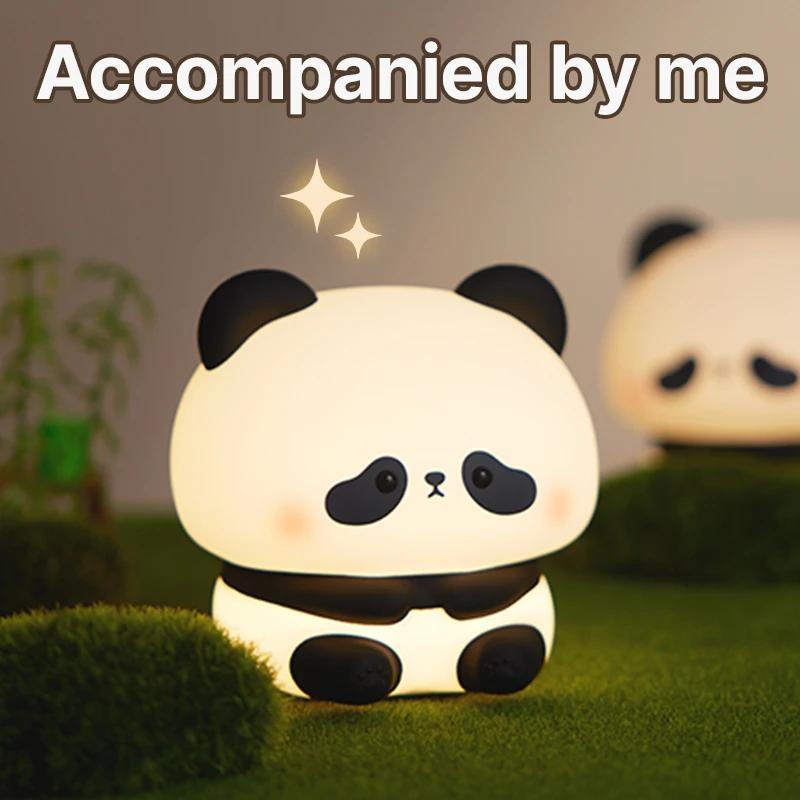 Panda LED veilleuse mignon Silicone veilleuse USB Rechargeable tactile lampe de nuit chambre synchro