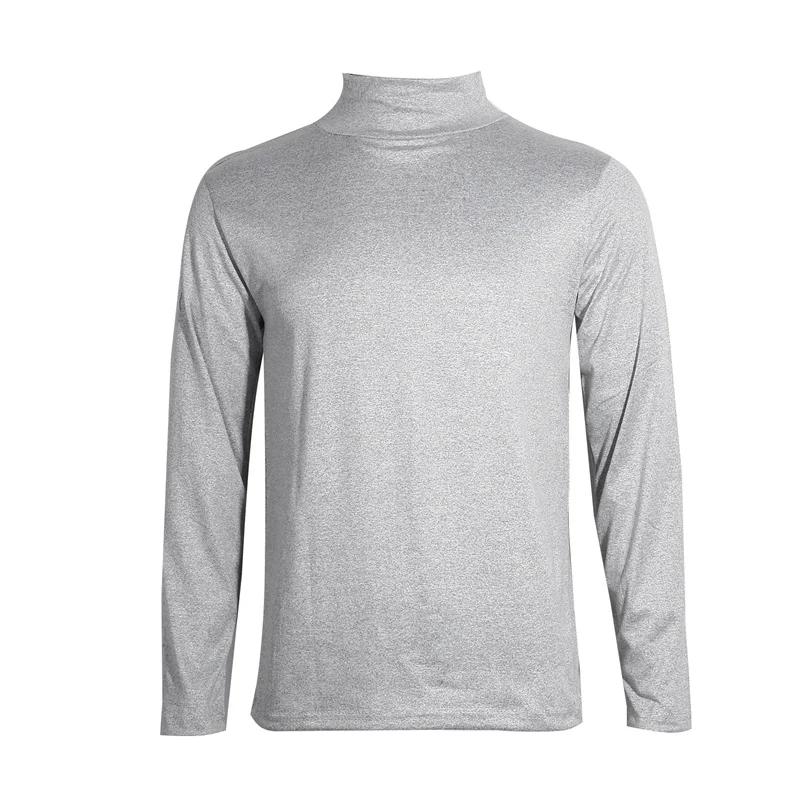 T-Shirt à col roulé pour hommes, couleur unie, décontracté, manches longues, chemise basique, mode, 