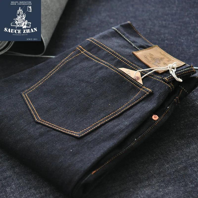 Saucezhan – jean à lisière pour hommes, 314XX, Denim, sanforisé, Indigo et noir, fermeture éclair, c