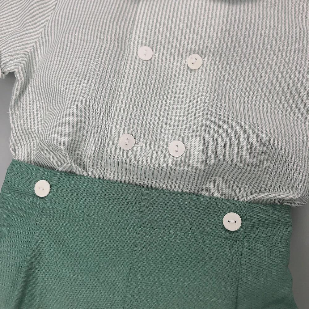 Boutique de vêtements pour enfants, tenue à rayures pour garçons et filles, ensemble en coton et lin