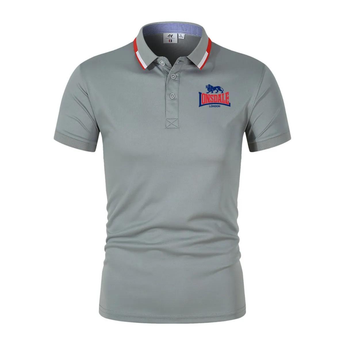 LONSDALE Polo élégant à imprimé lettres, chemise décontractée à col et manches courtes pour homme, h