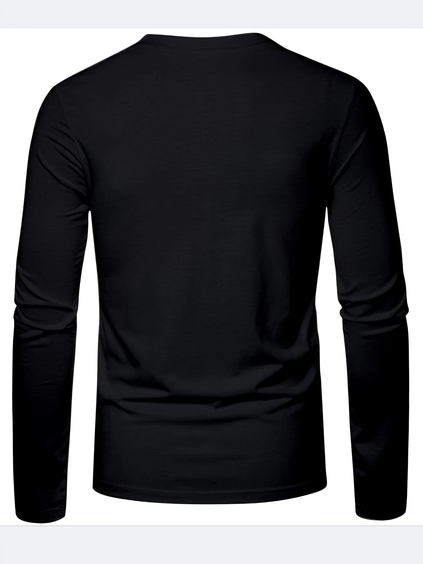 T-shirt à manches longues pour homme, 100% coton pur, ample et tendance, imprimé avec un motif de le