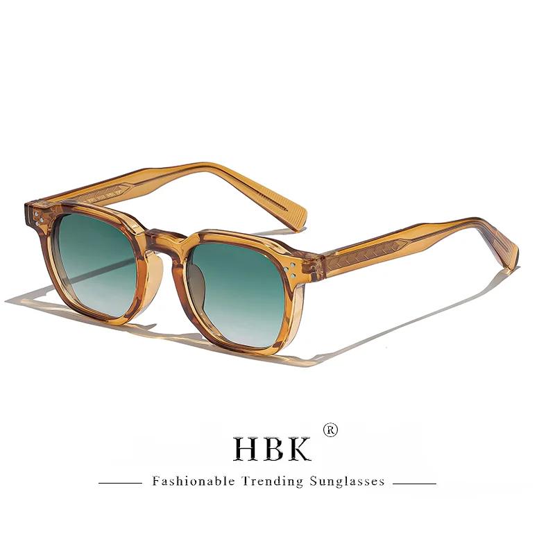 HBK-Lunettes de soleil carrées rétro pour hommes et femmes, lunettes de soleil punk, lunettes de pla