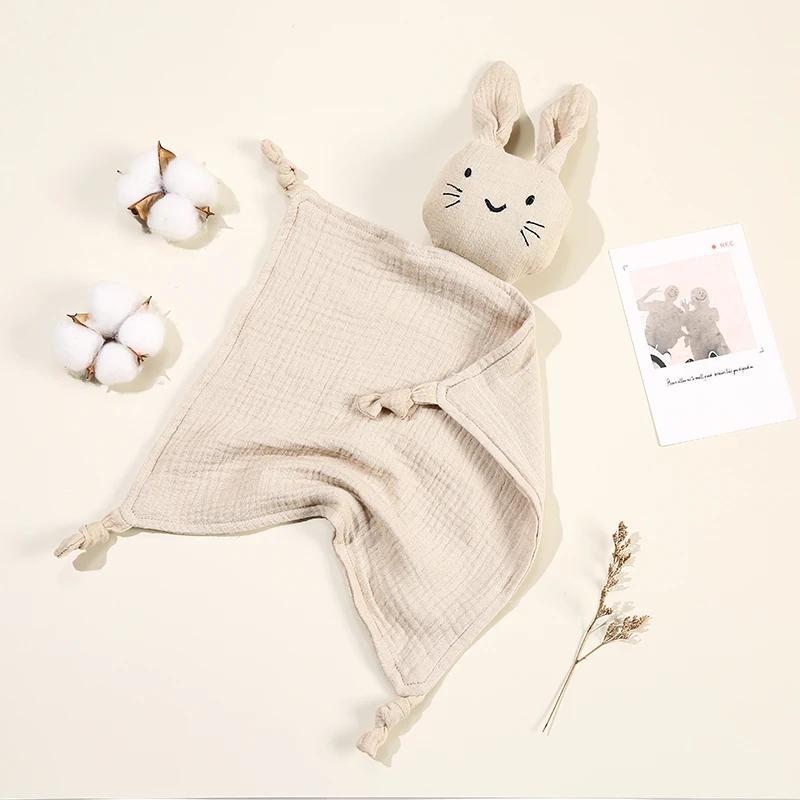 Couverture confortable en mousseline de coton pour bébé, poupée de chat mignon pour nourrissons, ser
