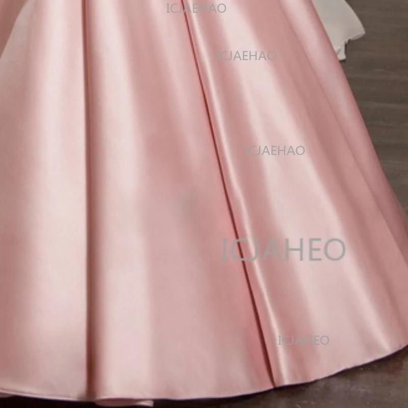 Robe de princesse pour filles 2026, style mode, en dentelle et satin, avec nœud et petit traîneau, p