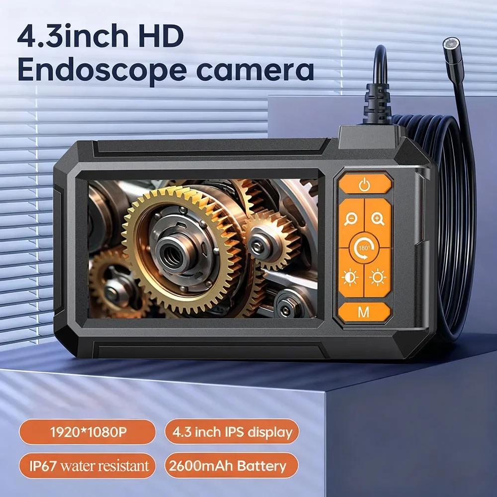 Caméra endoscopique industrielle, écran IPS de 4.3 pouces, 8mm HD1080P IP67, étanche, 8 lumières LED