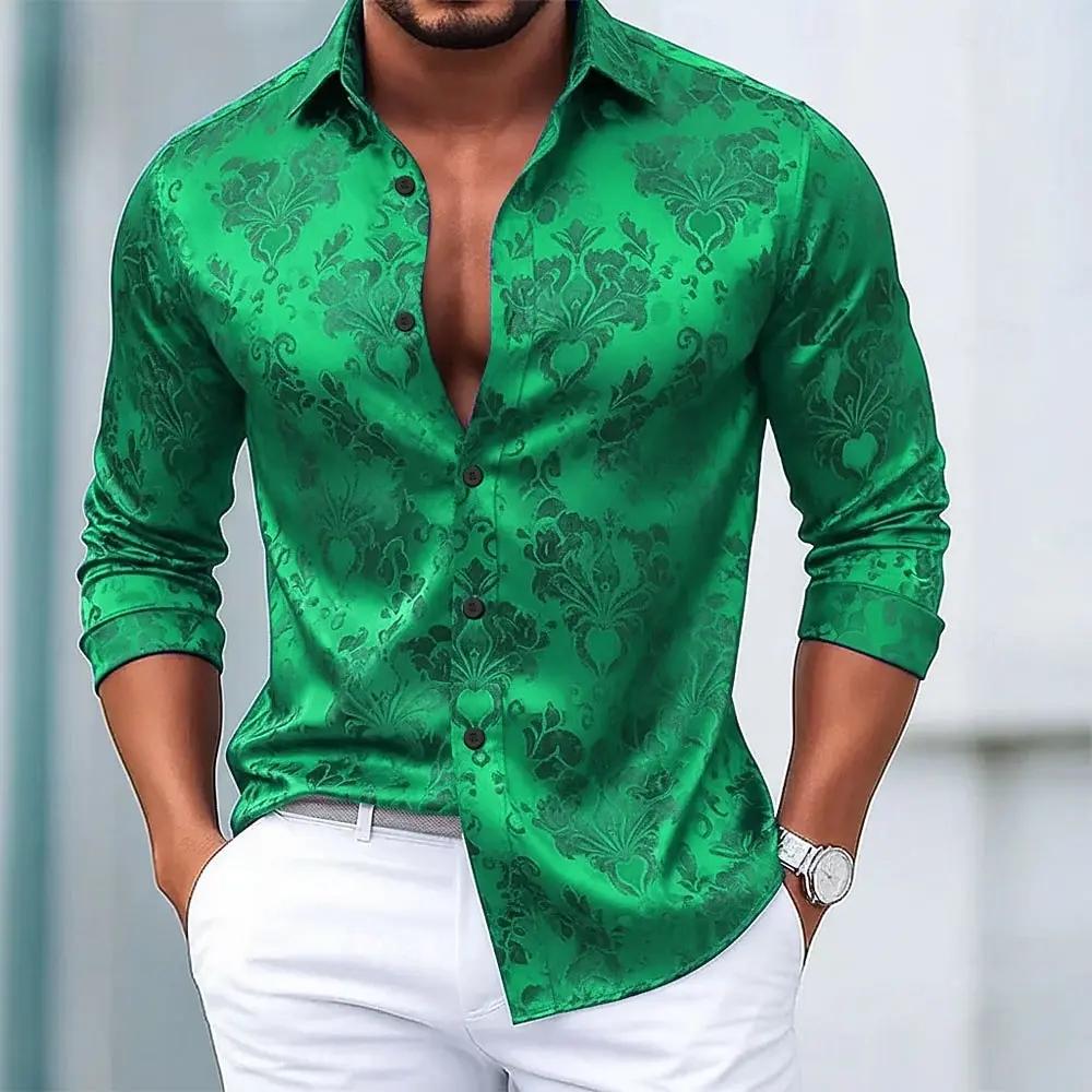 Chemise 3D à manches longues pour hommes, imprimé graphique ethnique complexe de fleurs florales, St
