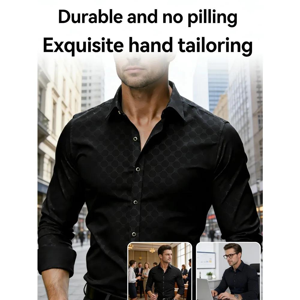 Chemise noire pour homme FGKKS, neuve, élégante, de luxe, à manches longues, décontractée, style occ