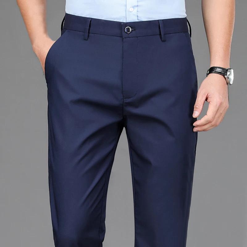 Pantalon homme Stretch solide noir intelligent décontracté pantalon homme bureau séchage rapide cost