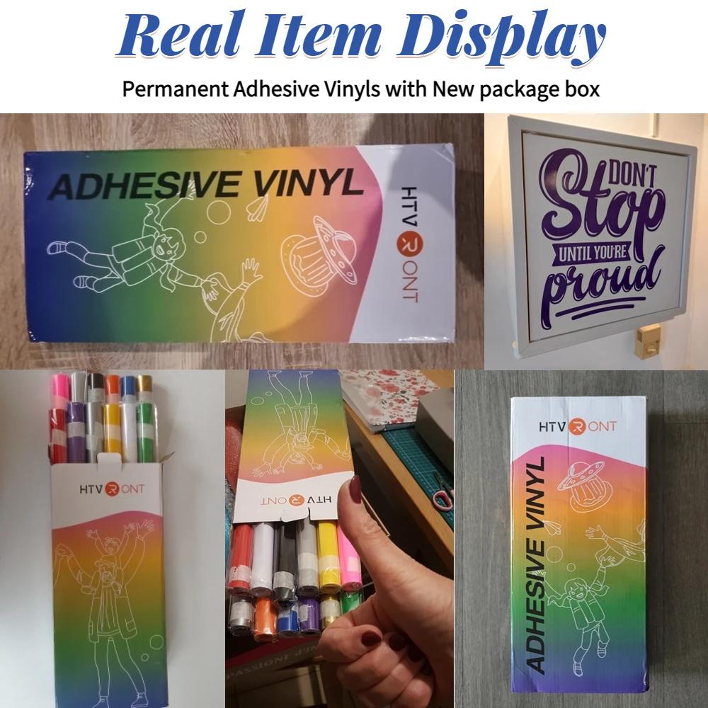 HTVRONT 12 pièces 12X5ft rouleaux de vinyle adhésifs permanents multicolores pour Cricut artisanat b