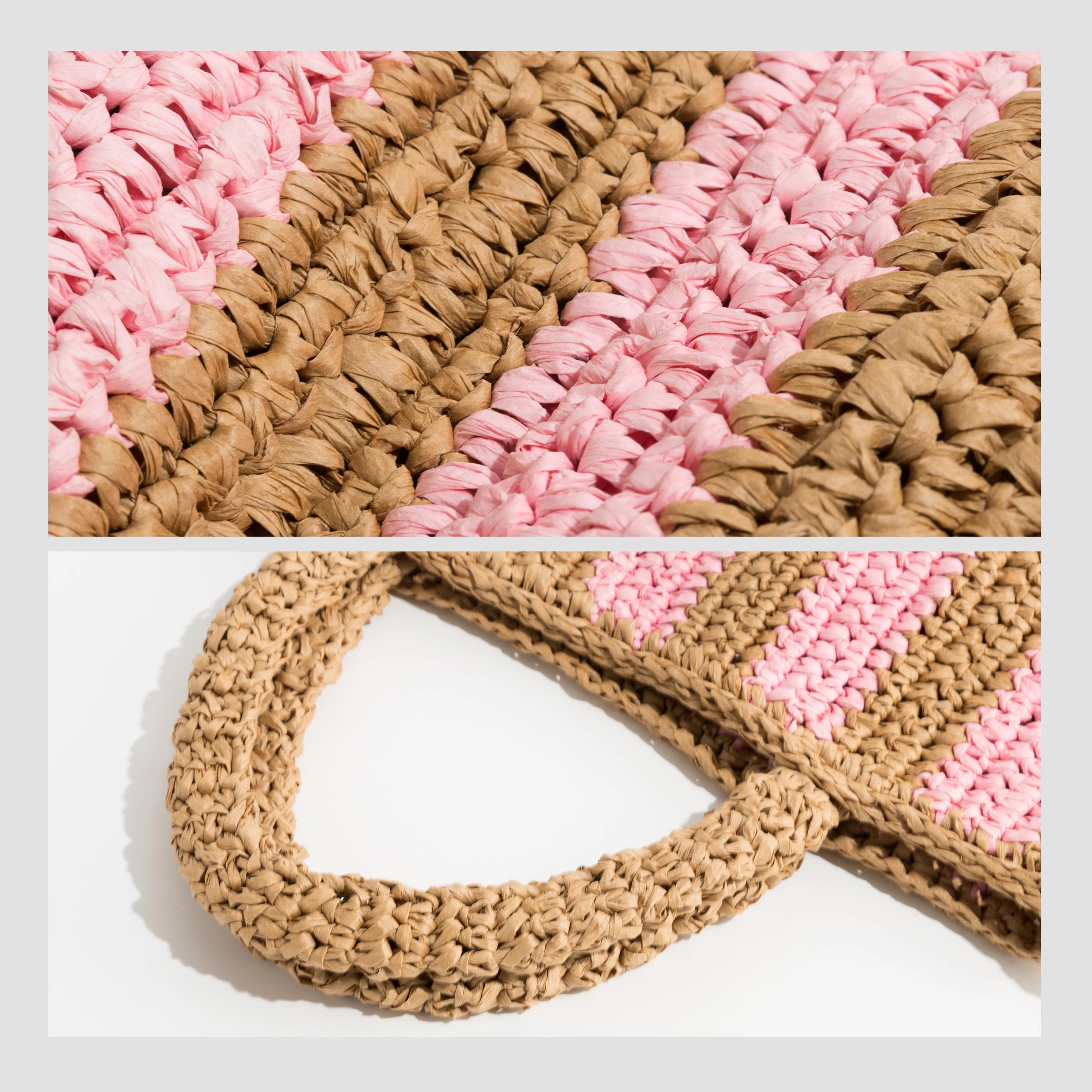 Design de luxe femmes tressé raphia paille Crochet sacs grande capacité fourre-tout décontracté sac 