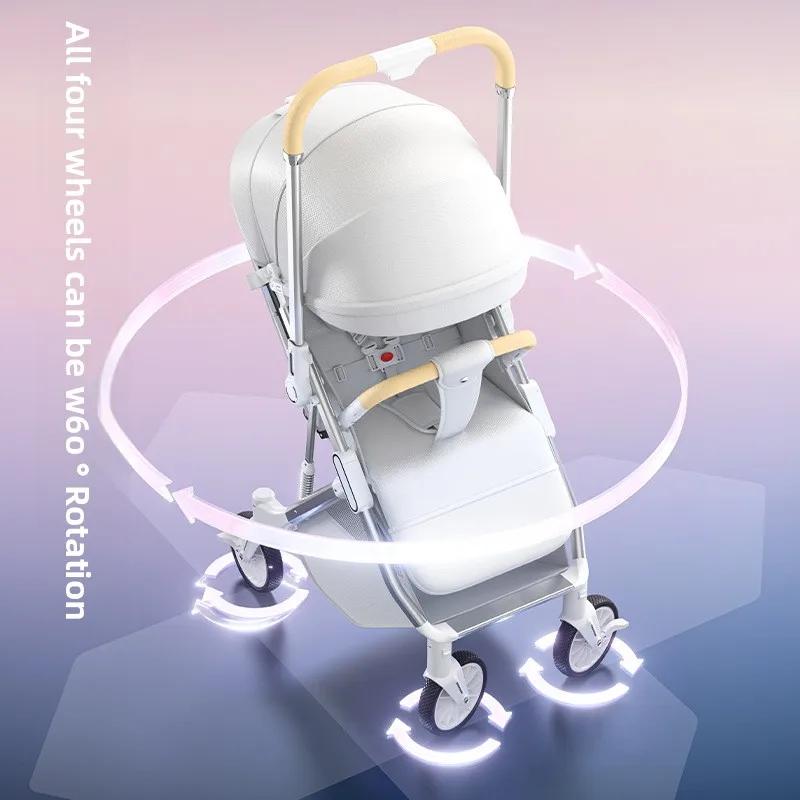 Poussette bébé vue haute peut s'asseoir ou s'allonger bidirectionnelle absorbant les chocs pliable P