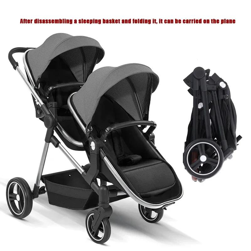 Poussette double multifonctionnelle pliable 2026, vélo bébé convertible léger, livraison UE