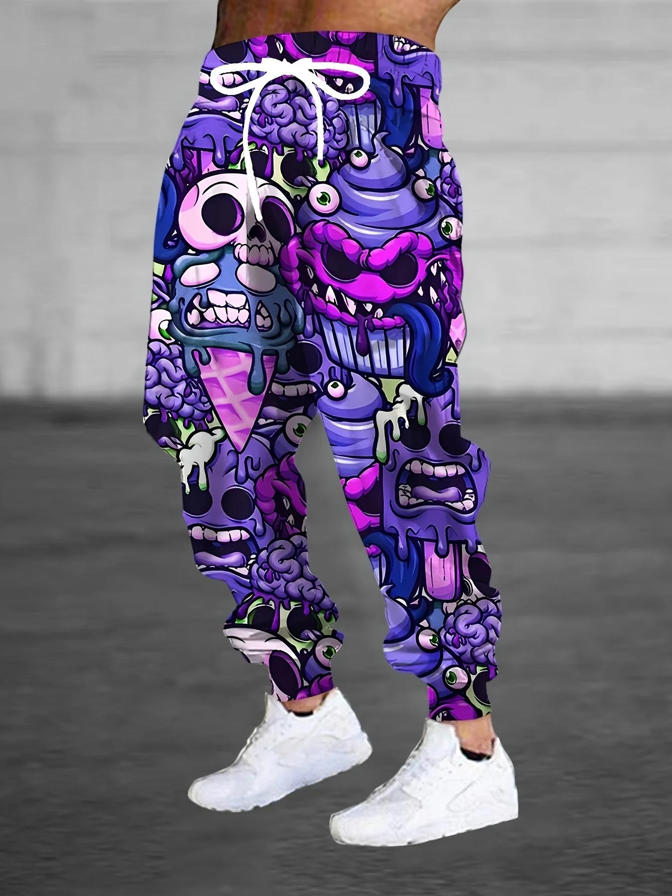Mode hommes 2025 pantalons de survêtement crâne imprimé Joggers pantalon ajusté pantalon de salon dé