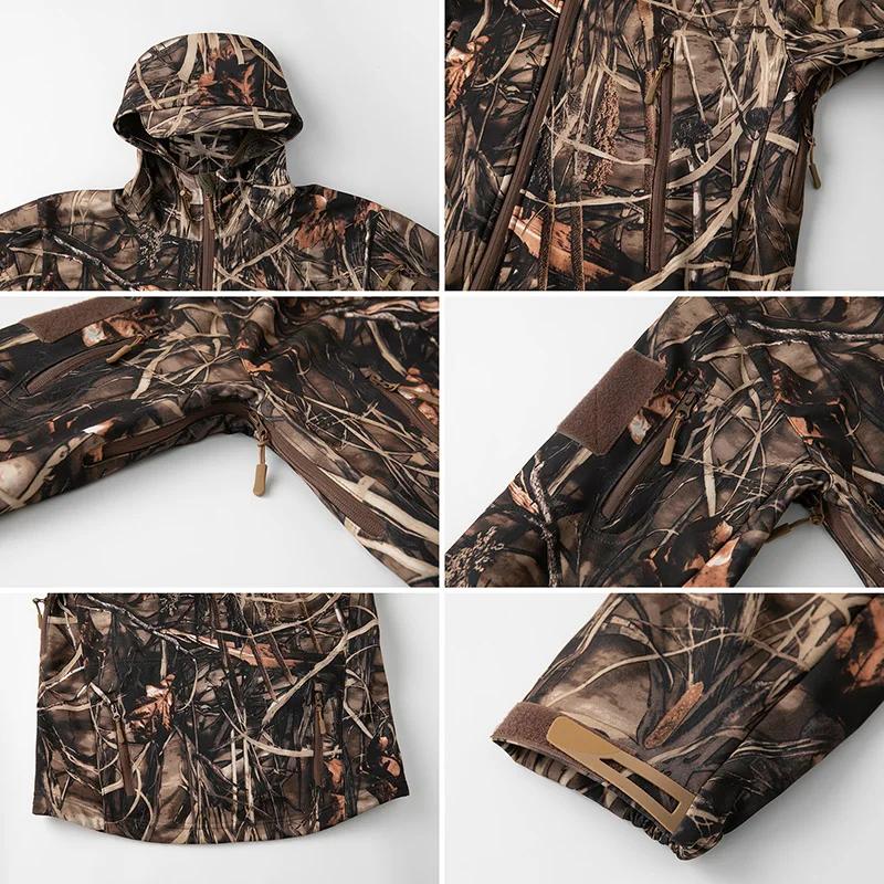 Veste tactique de Camouflage à coque souple silencieuse pour hommes, imperméable, polaire chaude, ve