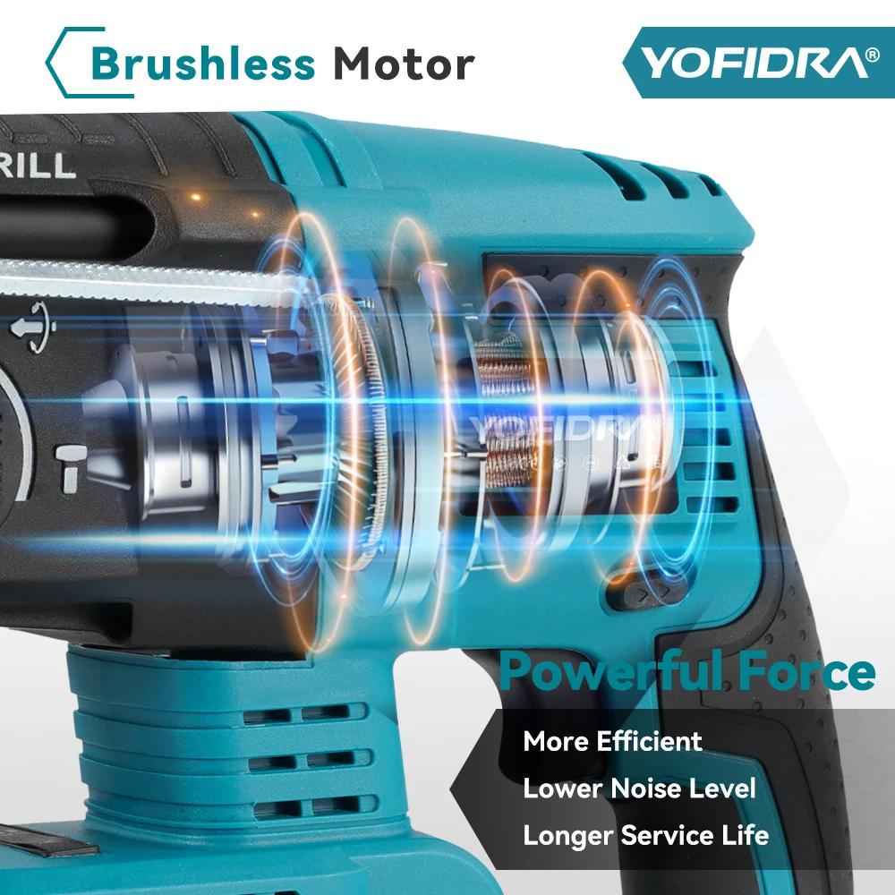 YOFIDRA 26MM perceuse à percussion électrique sans brosse multifonctionnelle rotative sans fil outil