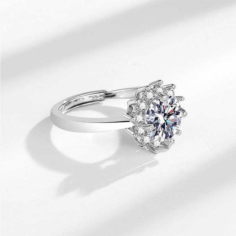 Bague Moissanite en argent Sterling 925 véritable pour femmes, bague brillante de couleur D avec pro