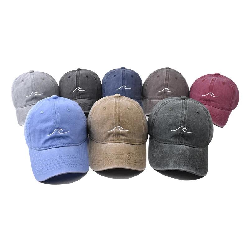 Casquette de Baseball brodée d'ondulation ondulée, couleur unie, en coton lavé, chapeaux de papa sim