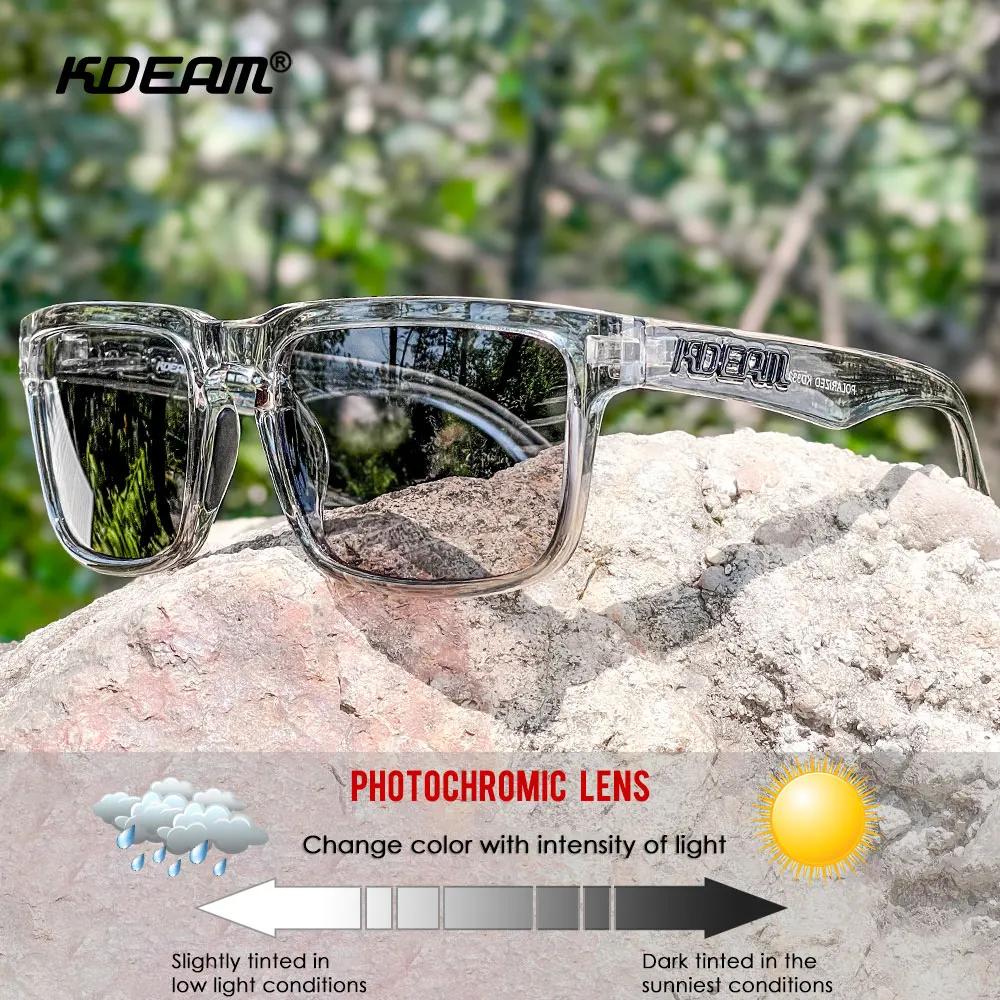 KDEAM lunettes de soleil photochromiques et polarisées hommes catégorie 3 lunettes de soleil polaris