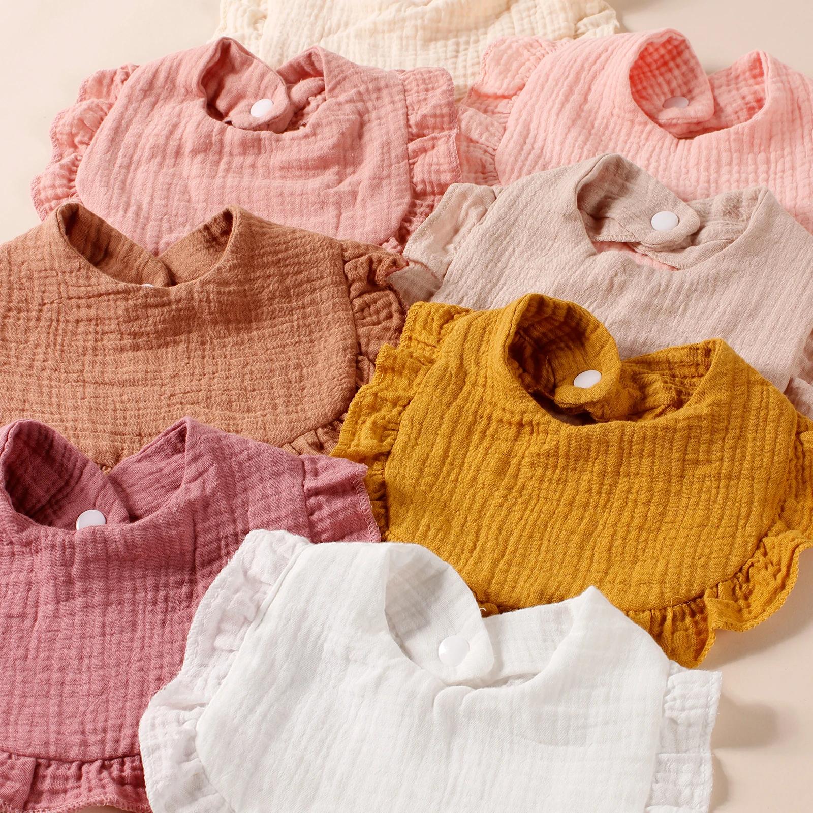 Bavoirs volants coton nouveau-né lot 8 pièces - Serviette salive bébé - Offre spéciale