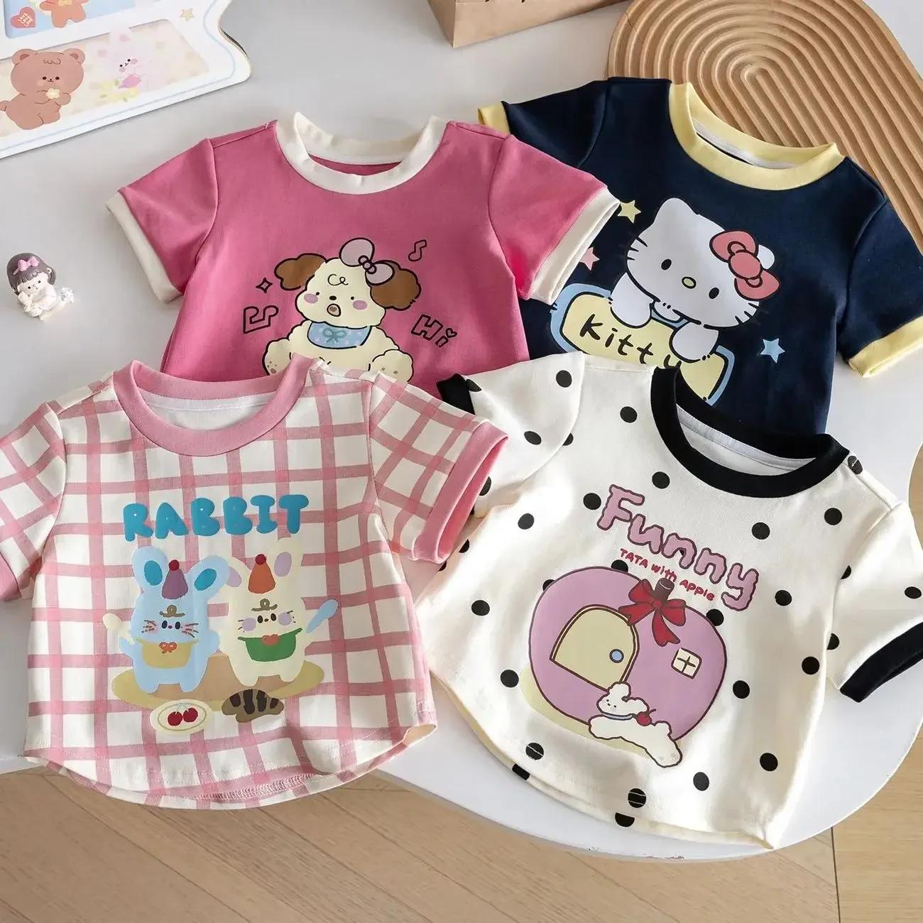 Vêtements d'été 2026 pour enfants : T-shirts, hauts à manches courtes, motifs de dessins animés pour