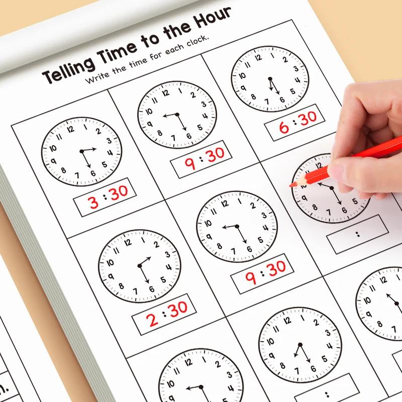 Cahier d'exercices pour enfants sur les concepts de temps d'apprentissage, adapté aux activités de l