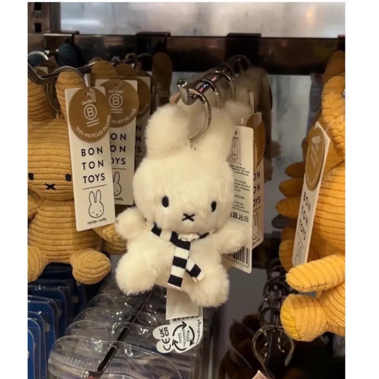 Kawaii Miffy noir et blanc rayé écharpe suspendue poupée mignonne Mini Figure poupée pendentif cadea