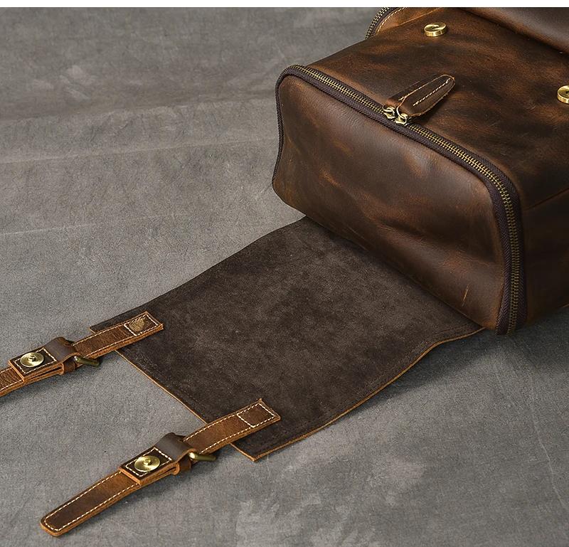 Vintage Crazy Horse en cuir véritable sac à dos hommes en cuir sac à dos escalade sac à dos mâle gra