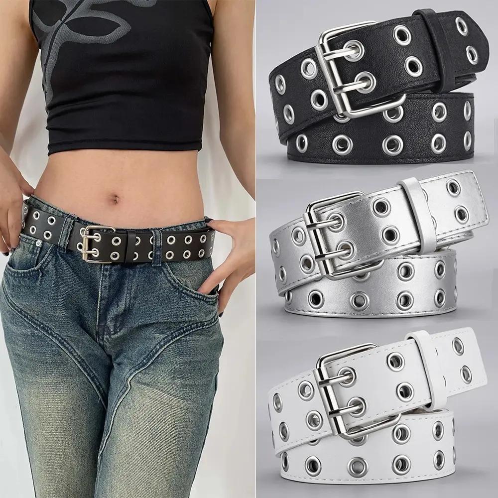 Ceinture tendance Simple à Double trou pour hommes et femmes, 1 pièce, Style Punk Hip Hop Rock, sous