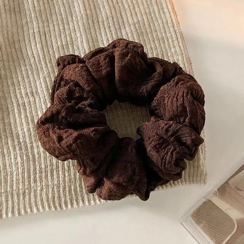 Corde à cheveux de couleur unie pour femmes, motif ondulé, Simple, queue de cheval, anneau de cheveu