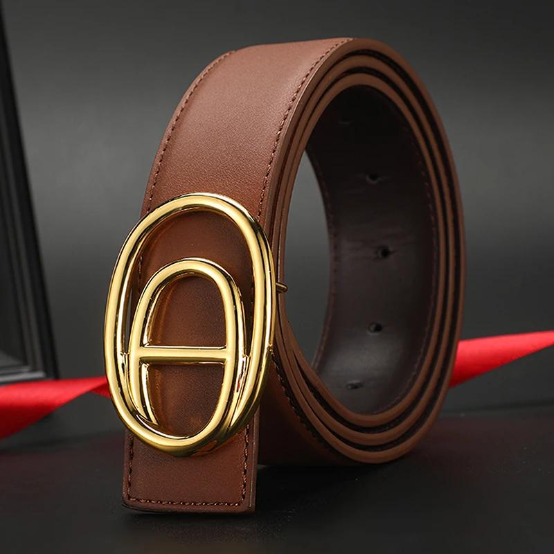 Ceinture de marque célèbre de 3.8cm de large pour hommes, ceintures en cuir véritable de luxe de hau